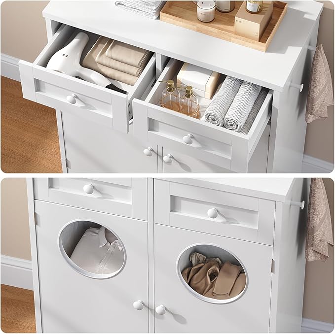 HOOBRO Double Laundry Hamper Cabinet, Hidden Laundry Cabinet - Image 6