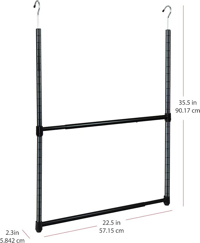 Oceanstar 2-Tier Portable Adjustable Closet Hanger Rod - Image 2