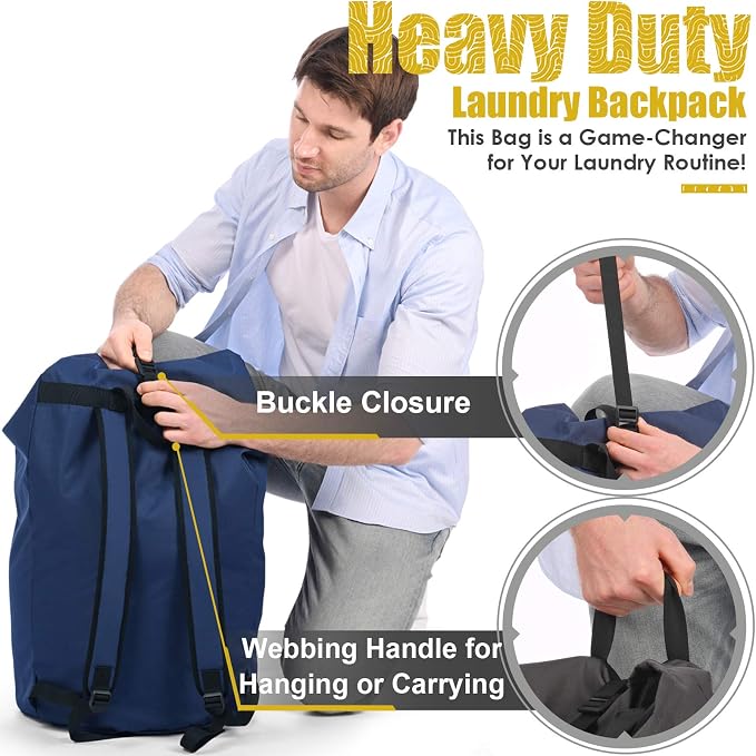 Backpack Laundry Bag, 115L Heavy Duty Extra Large College Laundry Backpack - Image 4