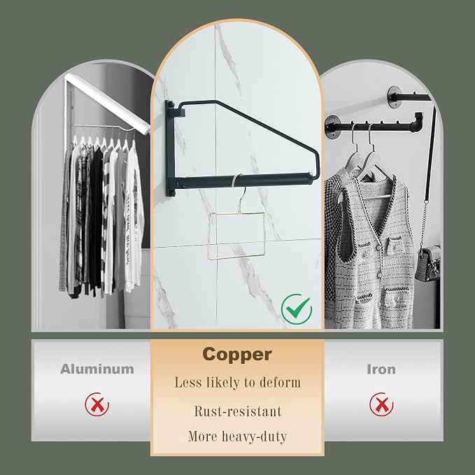 NEWRAIN Folding Clothes Hanger Rack, Wall Mounted Laundry Racks - Image 5