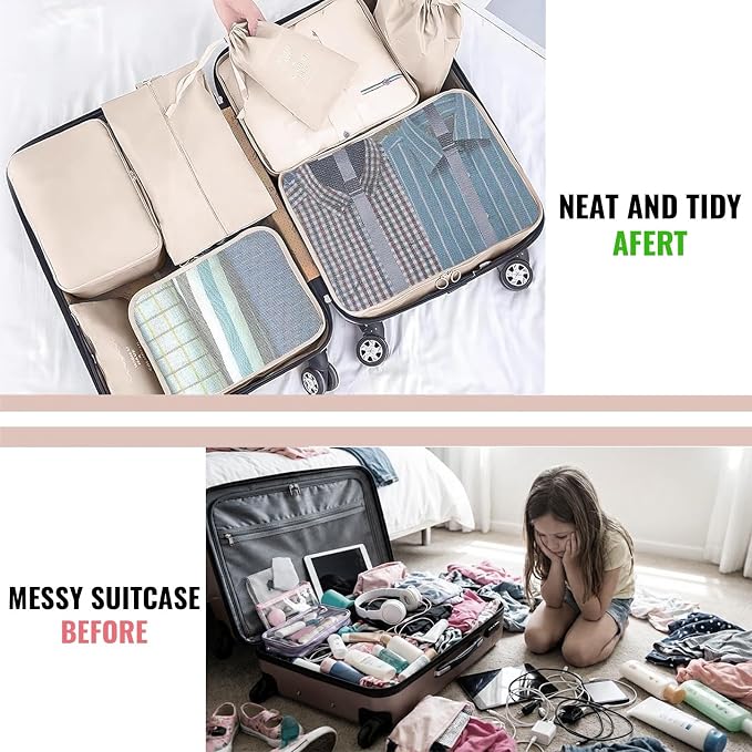 Compression Packing Cubes 7-Piece Set, Lightweight Travel Organizer Bags - Image 4