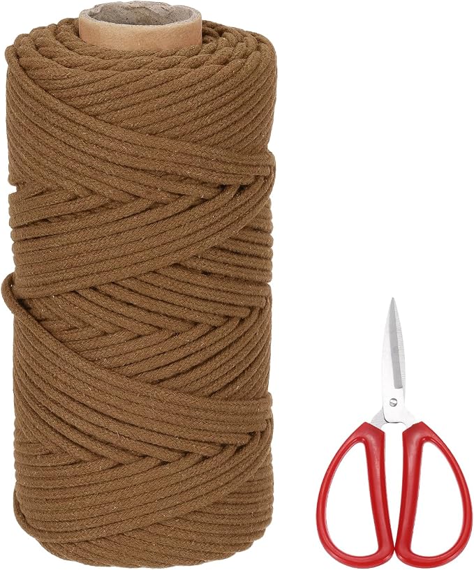 MECCANIXITY Braided Macrame Cord, 4mm x 109 Yards Natural Cotton Rope Macrame by MECCANIXITY