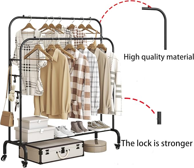 SUOERNUO Garment Rack with Wheels Clothing Rack - Image 6