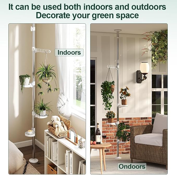 Hershii 4-Tier Indoor Plant Stand Tension Pole Corner Standing Shelf Adjustable - Image 6