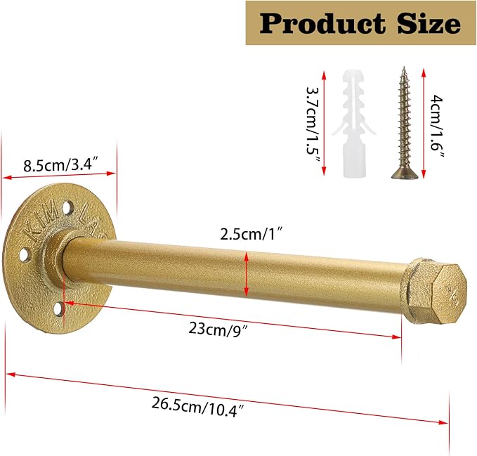 Sumnacon 2 Pcs 10 Inch Industrial Pipe Clothes Bar - Image 3