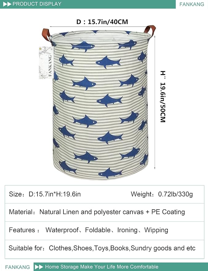 FANKANG Storage Basket, Nursery Hamper Canvas Laundry Basket Foldable - Image 2