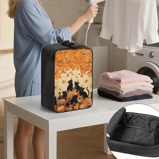 Fall Black Cat Travel Steamer Storage Bag Portable Garment Steamer Case - Image 3