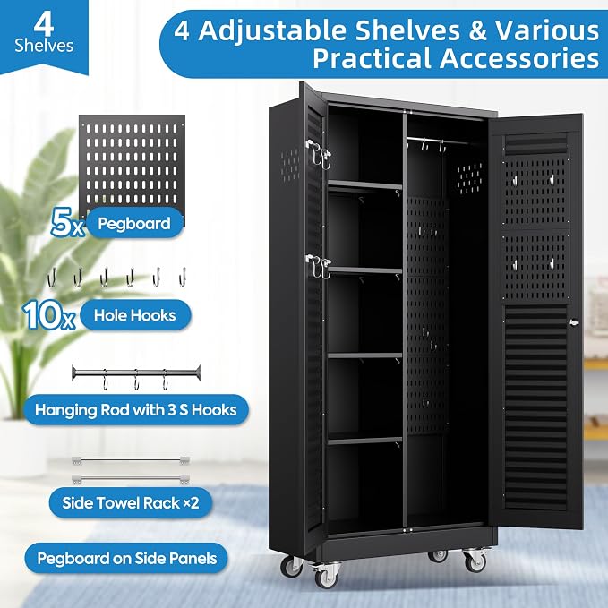 Metal Broom Closet Storage Cabinet - Image 4