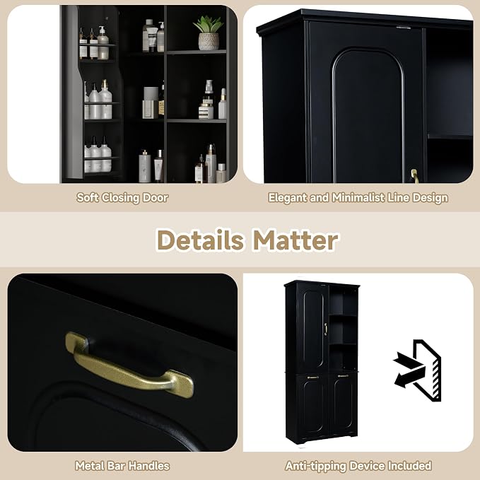 68" Tall Bathroom Storage Cabinet - Image 5