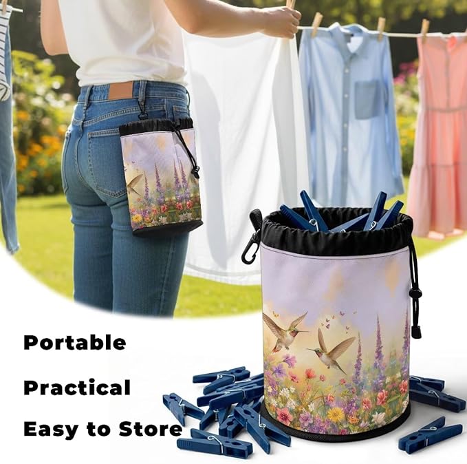 Hummingbird Floral Clothespin Bag - Image 5