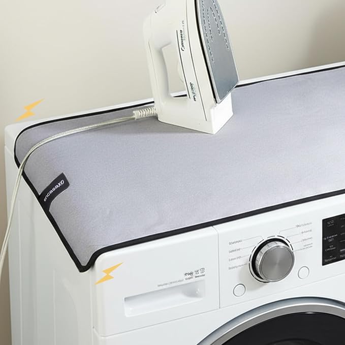 Portable Magnetic Ironing Mat by Encasa XO Silver Reflective Quilted Heat by EncasaXO