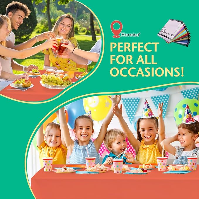 Disposable Coral Plastic Tablecloth 54x108 Inch, 10-Count Waterproof Rectangle - Image 7