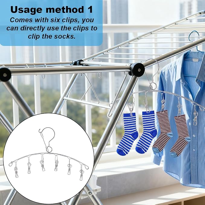 AHANDMAKER 7Pcs Sock Blockers and Laundry Drying Hanger Rack Stainless Steel - Image 4