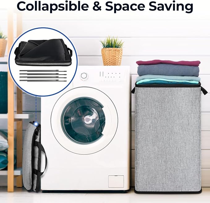 SNIGJAT 2 Pack Large Laundry Hamper, Tall Collapsible Laundry Basket - Image 5