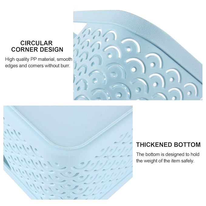STARVAST 3 Pack Plastic Storage Baskets, Portable Blue Fish Scale Pattern - Image 4