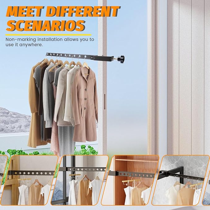Clamp-on Clothes Drying Rack, No-Drill Foldable Laundry Drying Rack Clothing - Image 6