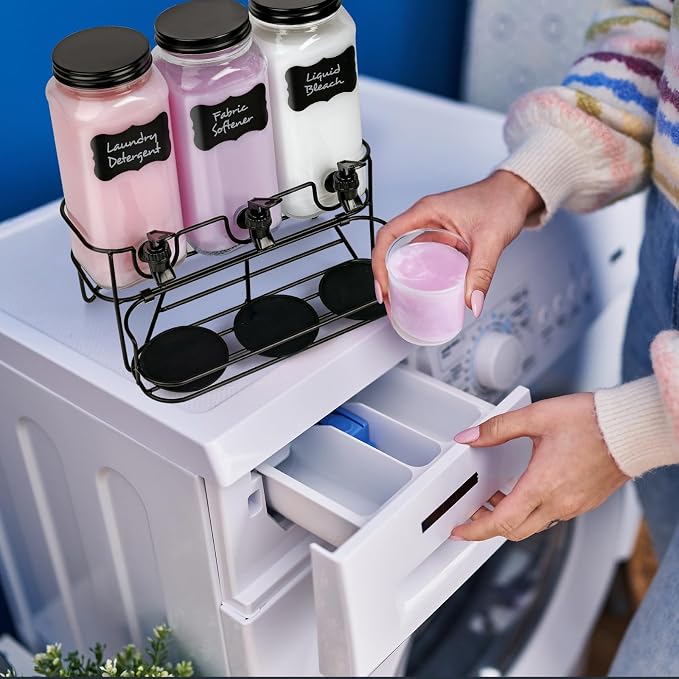 3 Sets 2.2L Liquid Laundry Detergent Dispenser, Glass Laundry Soap Dispenser - Image 7