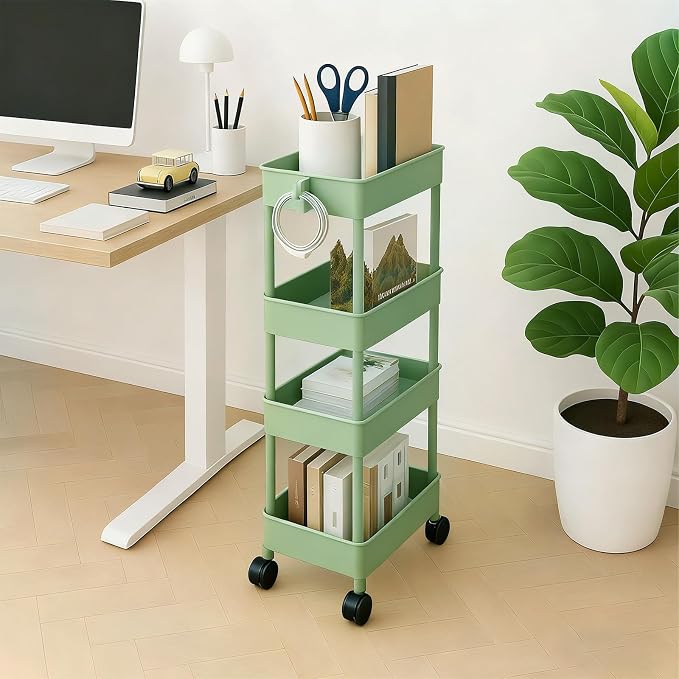 ShellKingdom 4 Tier Bathroom Storage Organizer, Slim Rolling Storage Cart - Image 4