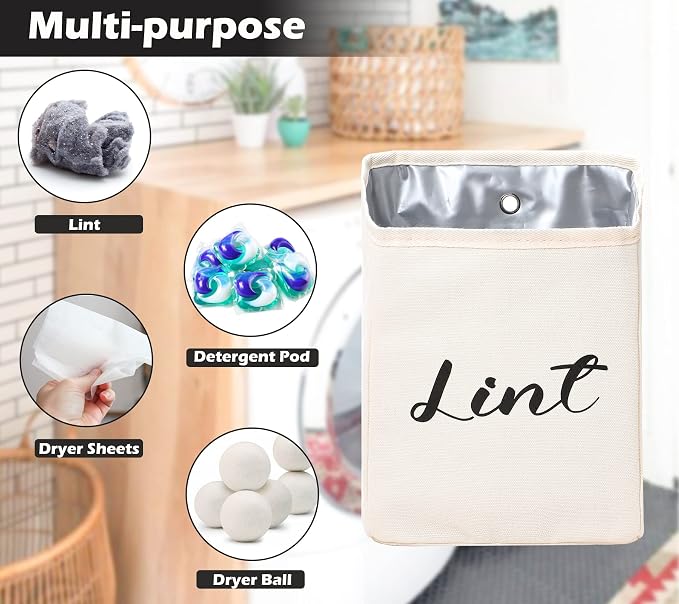 Kamehame Magnetic Lint Bin for Laundry Room Organization and Storage, Cotton - Image 4