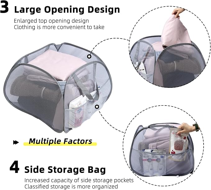 Collapsible Laundry Basket, 90L Foldable Pop Up Laundry Hamper - Image 4