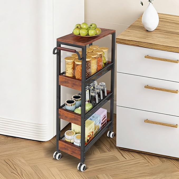 4 Tier Slim Rolling Cart with Wheels - Image 9