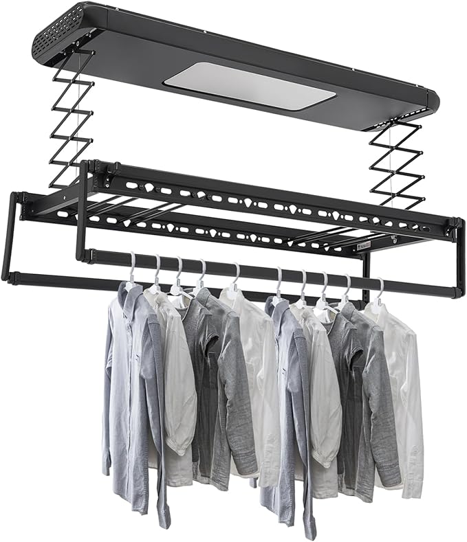 Electric Clothes Airing Rack, Adjustable Ceiling Mounted Smart Control Clothes by WBGANG