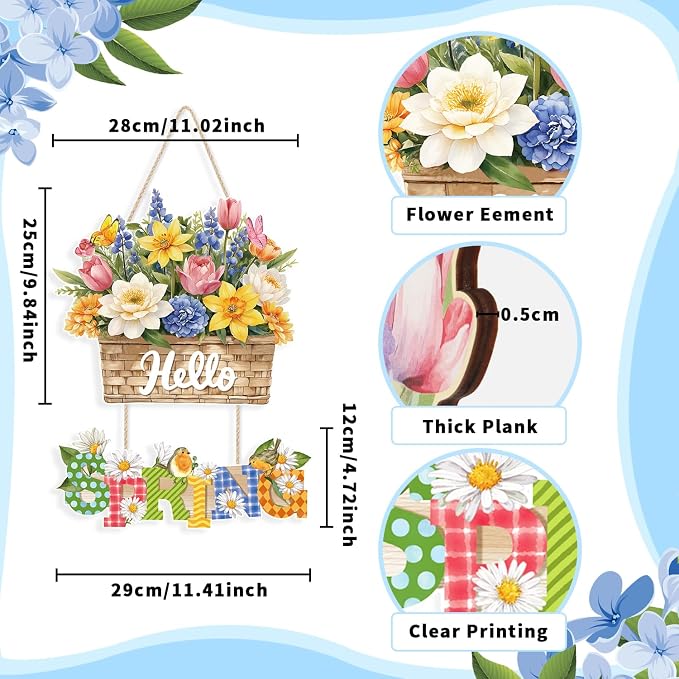 Ausril Hello Spring Decoration, Spring Welcome Sign - Image 8