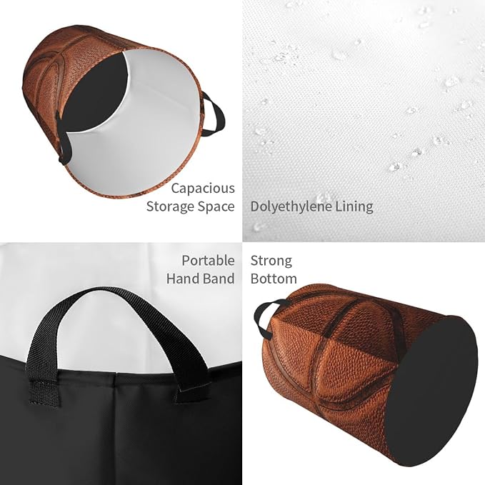 Basketball Texture Pattern Laundry Hamper Bag - Image 3