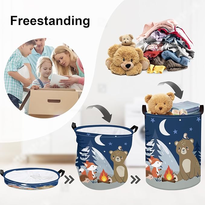 Night Camping Laundry Hamper Picnic Large Storage Basket Bonfire Collapsible - Image 3