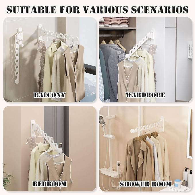 Wall Mount Clothes Drying Racks White Clothes Drying Organizer Rack Garment - Image 4