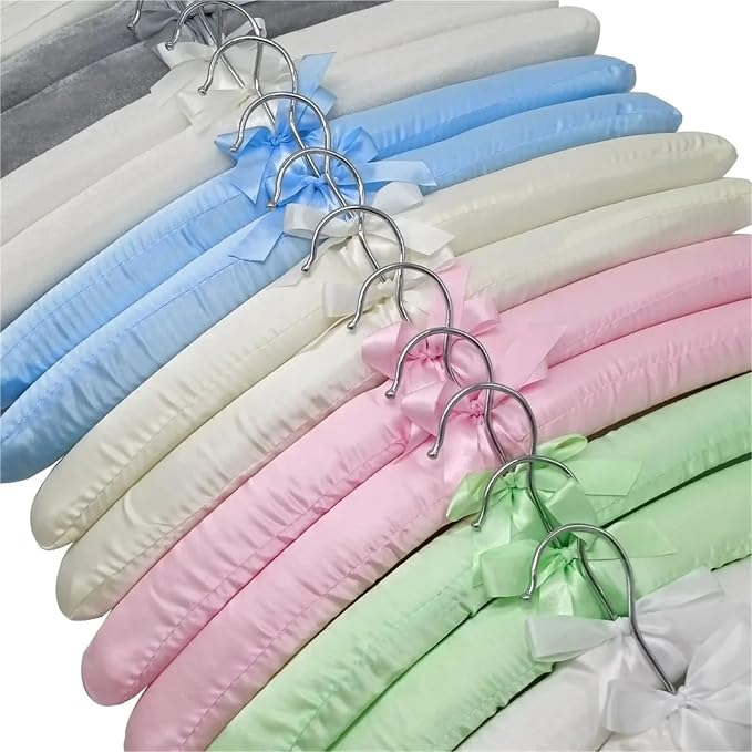 Hanger 5PCS Coat Satin Padded Clothes Silk Wrapped Display Sponge Hangers - Image 2