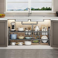 Under Sink Organizer，2 Tier Expandable Heavy Duty Metal Shelf，with 5 Removable by Unknown