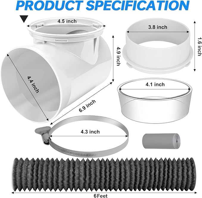 Dryer Vent Hose for Tight Space, 90 Degree Dryer Vent Elbow Connector Kit - Image 2