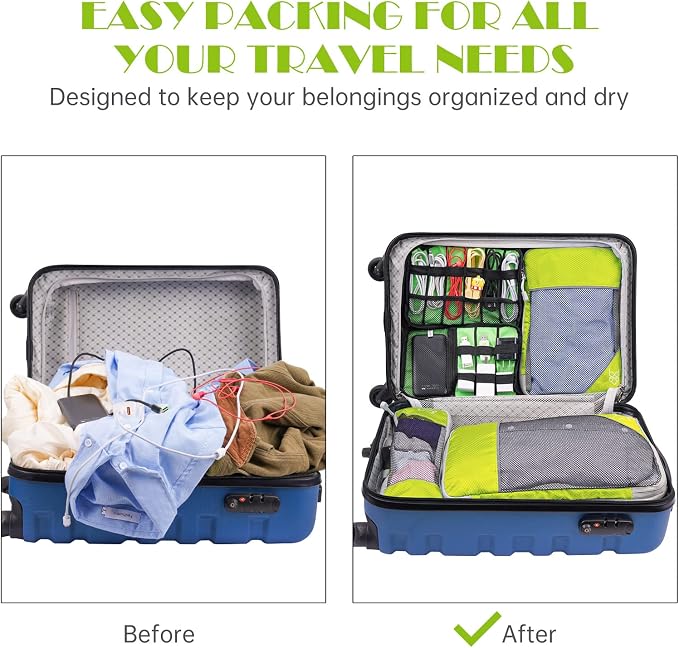 NiHome 7PCS Compression Packing Cube Set Expandable Mesh Travel Bag Luggage - Image 3
