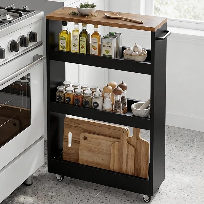 TEAMIX 4 Tier Slim Rolling Storage Cart - Image 2
