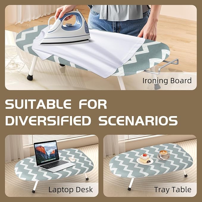Mini Ironing Board Tabletop Ironing Board Compact Foldable Iron Board Thick - Image 6