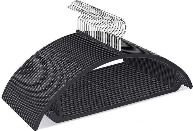 Ergonomic Curved Plastic Hangers 50pack by TIMMY
