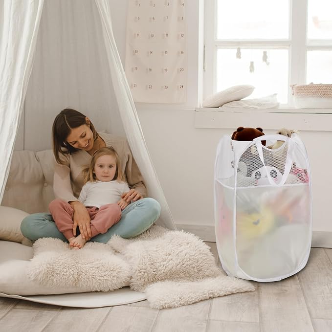 TECHMILLY Pop Up Foldable Laundry Basket, Mesh Laundry Hamper - Image 6