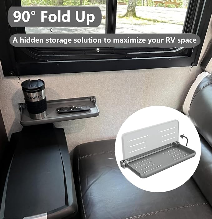 Aluminum RV Folding Wall Shelves 12 Inch Collapsible Fold Down Bookshelf - Image 7