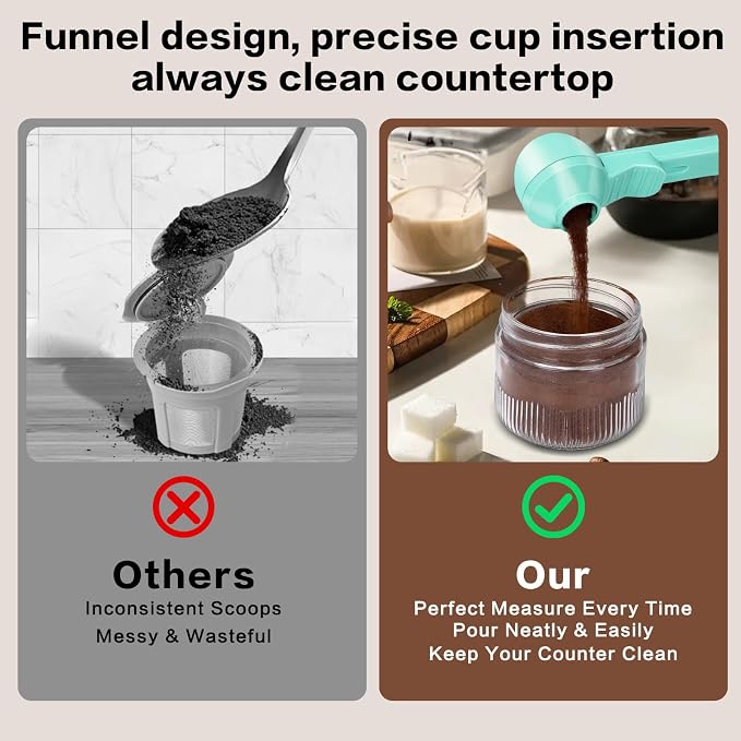 2-in-1 Coffee Scoop with Funnel, 2 Teaspoon Measuring Spoon - Image 3