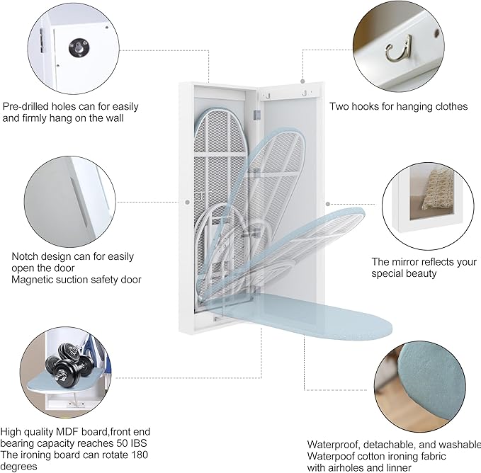 Slim 180° Swivel Ironing Board Cabinet - Image 6