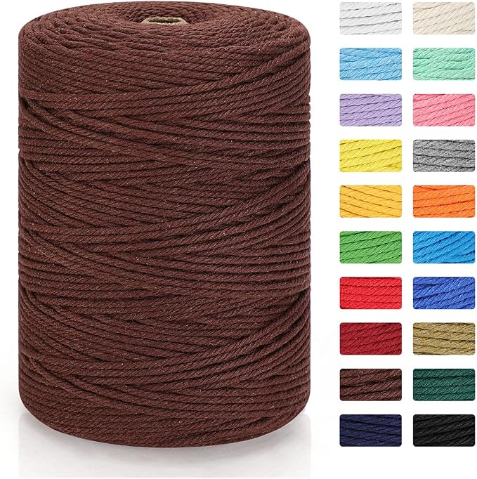 Macrame Cord 3mm x 328yd | 100% Natural Cotton Macrame Rope | 4 Strand Twisted by MacraBoho