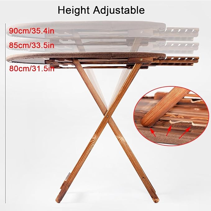 Ironing Board, Wooden Ironing Boards, Foldable Standard Size, Adjustable Height - Image 5