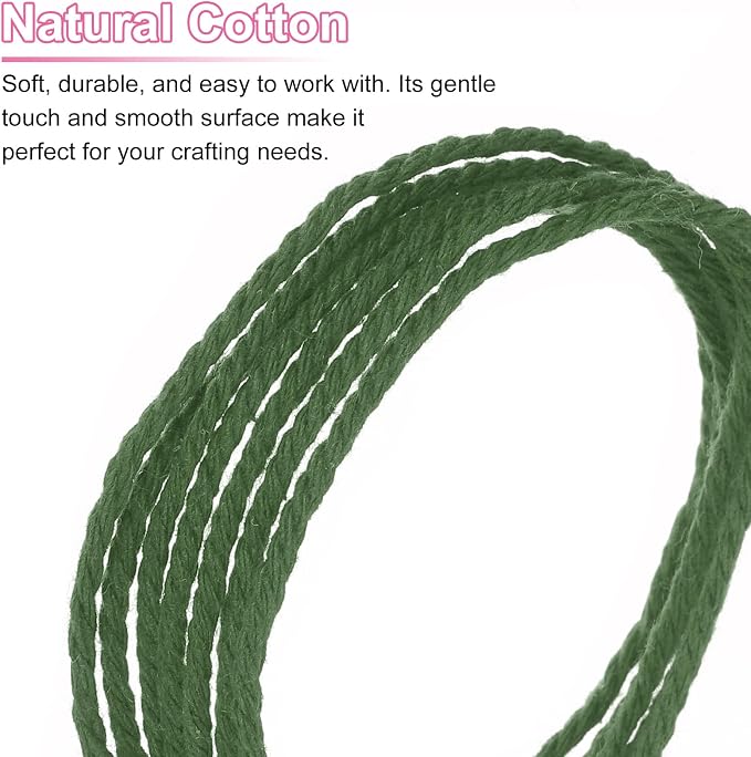 HARFINGTON Natural Macrame Cord 2mm x 220 Yards 3 Strand Twisted Cotton Macrame - Image 4