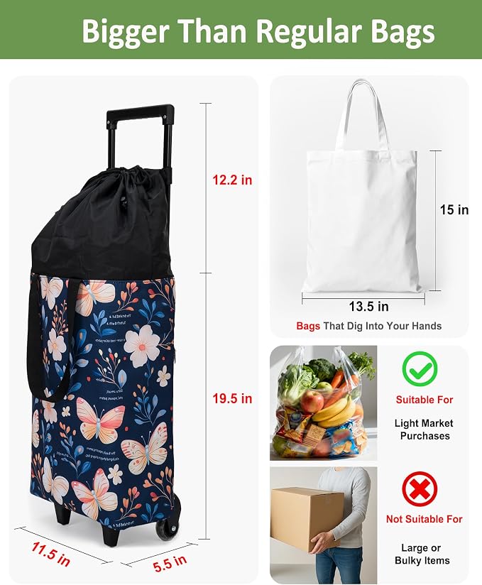 Foldable Rolling Bag, Portable Small Shopping Cart - Image 2