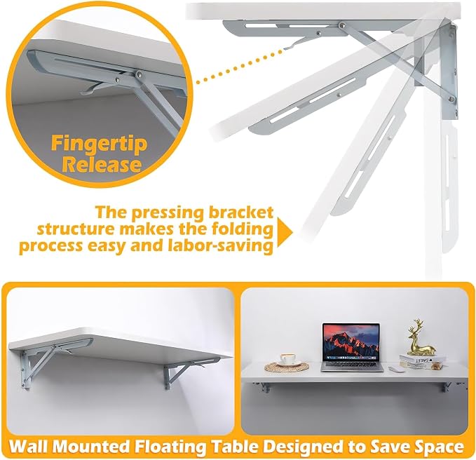 Laundry Floating Folding Table Wall Mounted Floating Folding Table Wooden Drop - Image 5
