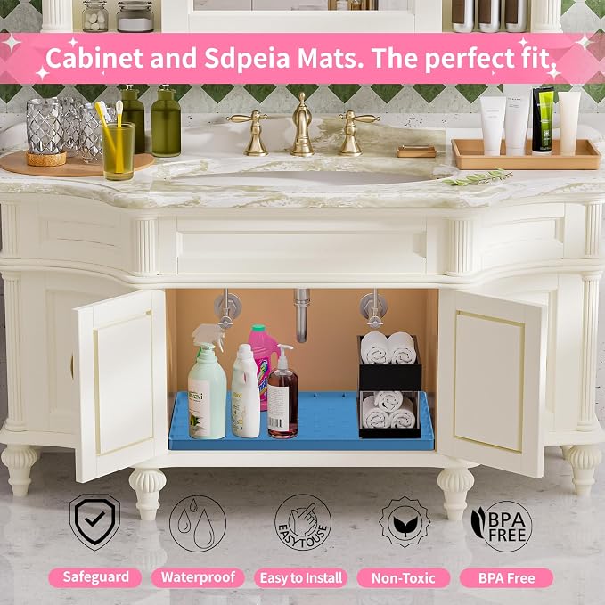 Sdpeia Under Sink Mat 22"×19" Waterproof Silicone Cabinet Liner & Sink Protector - Image 4