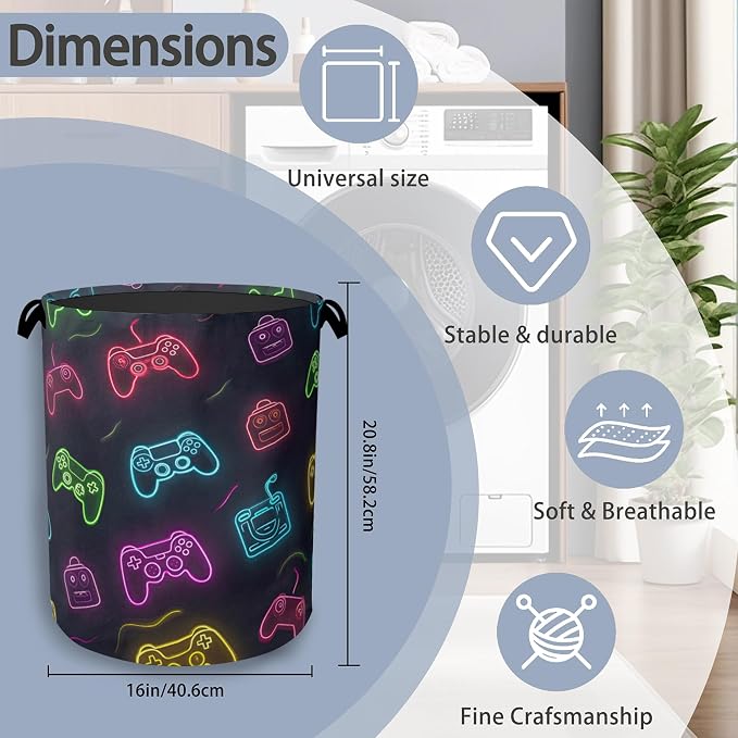 Gamepad Laundry Basket, Foldable Oxford Cloth Tote Bag Laundry Hamper Clothes - Image 2
