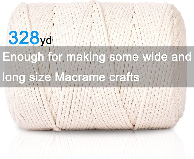 Macrame Cord 5mm x 328Yards, Natural Cotton Macrame Rope - Image 3