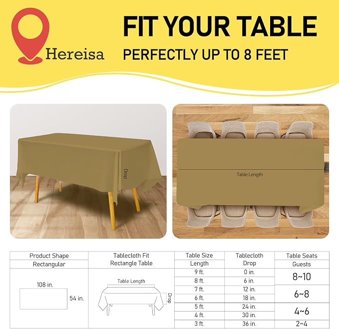 Plastic Gold Tablecloths 3 Pack Disposable Table Covers 54 x 108 Inch Golden - Image 3